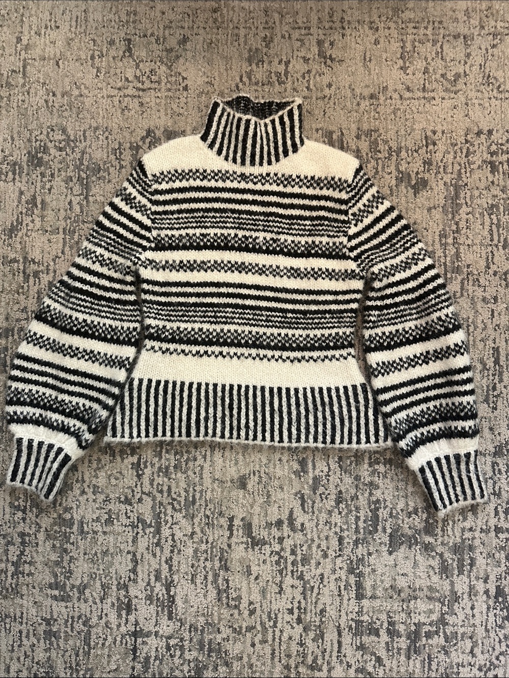 Vici Black and White Striped Turtleneck Sweater